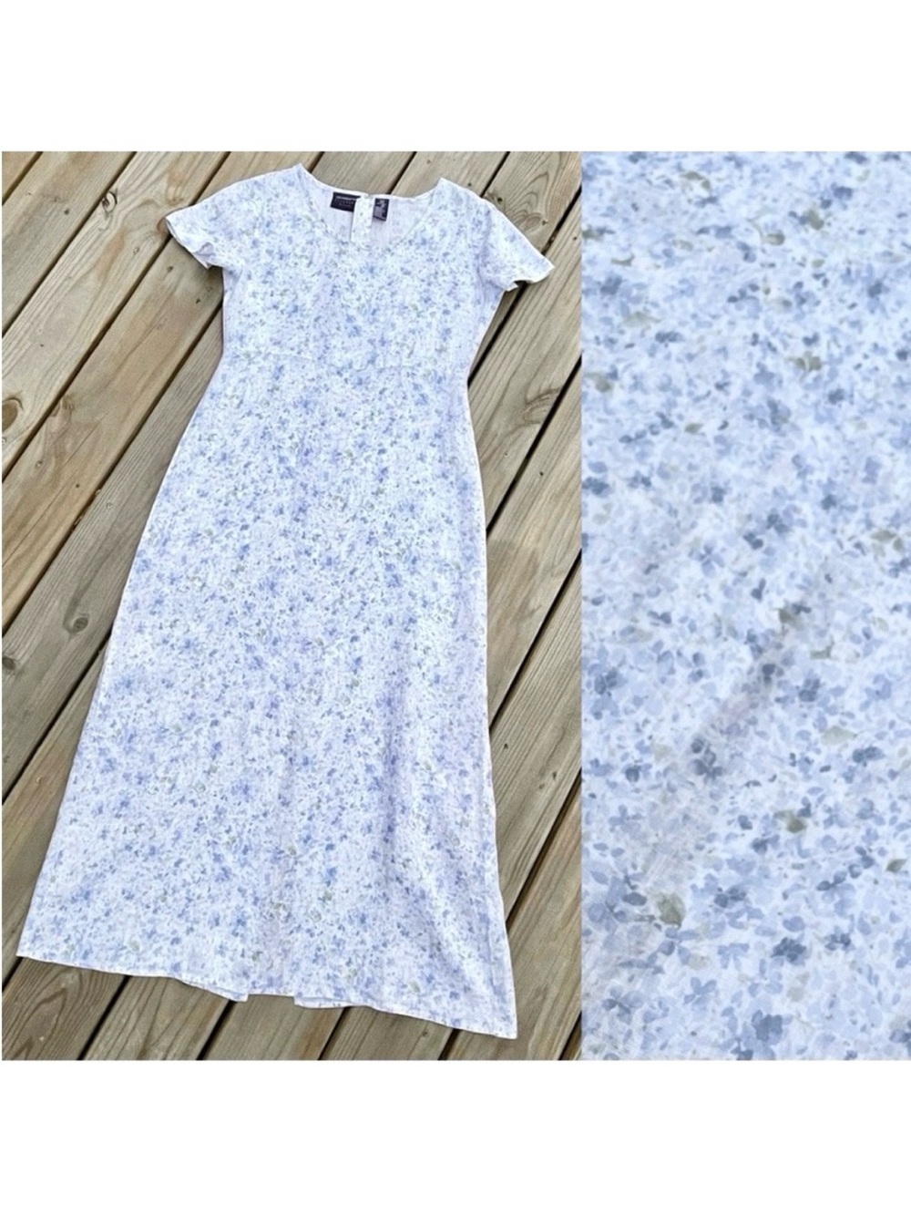Vintage LIZ CLAIBORNE Linen Flowered Petite Maxi Dress ~ Cottagecore Prairie